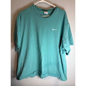 Nike Mens XXL T-Shirt Teal Turquoise Short Sleeve Embroidered Swoosh Crew Neck